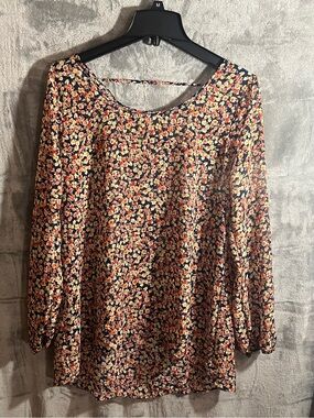 Charlies Navy Floral Long-Sleeve Tunic